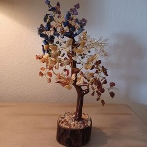 Amethyst, Lapis Lazuli, Carnelian Crystal Bonsai Tree - Copper Wrapped